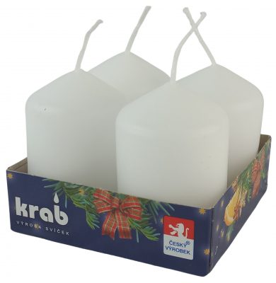 Svíčka adventní válec 40x60 mm - bílá (4ks)