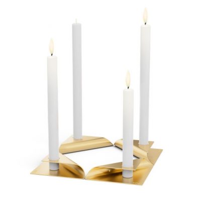 Höfats Square Candle, designový svícen - zlatý, set 4ks
