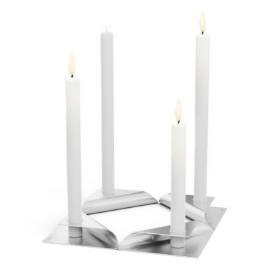 Höfats Square Candle, designový svícen - stříbrný, set 4ks