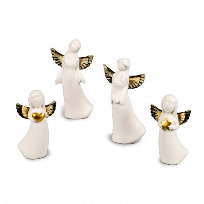 Anděl ´Sophia´, keramika, bílý, mat, 9x16 cm