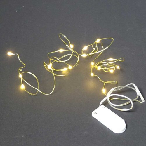 LED světelný řetěz na baterie MICRO 20 LED, 2 M, zlatý drát - Obrázek 1