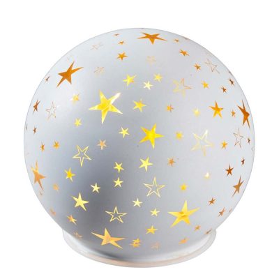 LED skl. koule s hvězdami, pr. 12 CM, bílá, zlatá