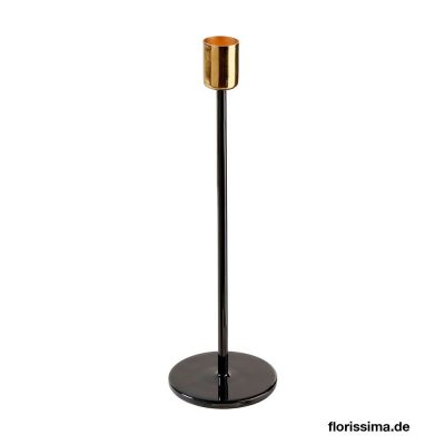 STOJAN na svíčku, úzký, 8x25 CM, černá, GOLD