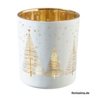 Dekorativní skleněná nádoba na svíčku stromek 7x8 cm, bílá