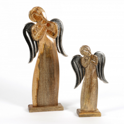 Anděl ´Lucile´, dřevo, kov, 60x23x8 cm