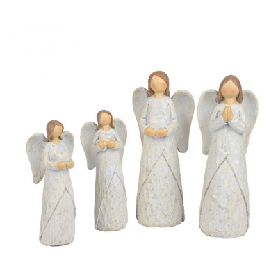 Anděl ´Saskia´, bílý, antik 6x5x15 cm, polyresin