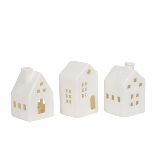 DOMEK keramika, mini, bílý s LED, 6,5x6,5x10,5 cm - Obrázek 1