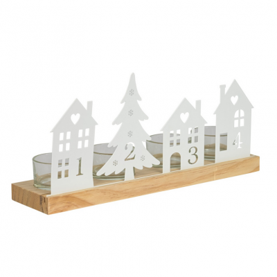 DOMEK scéna, dřevo, čajovky, 29x7x13 cm přírodní