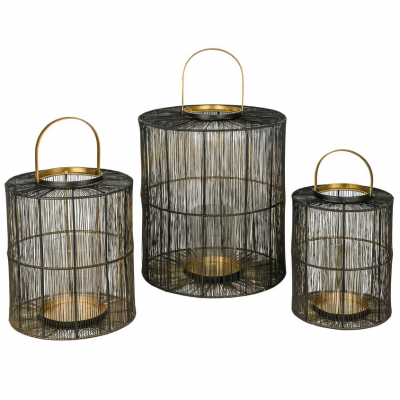 Lucerna drát ´Lentje´, 30 cm, černá/zlatá 23x30 cm