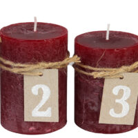 Svíčka adventní schody 60x70/80/90/100 mm rustik- bordó (4ks)