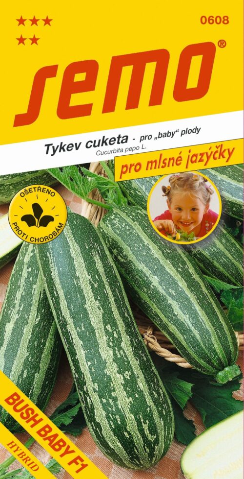 Tykev cuketa - Bush Baby F1 sv.zelená s b. pruhy 1,2g - série JAZÝČKY - Obrázek 1