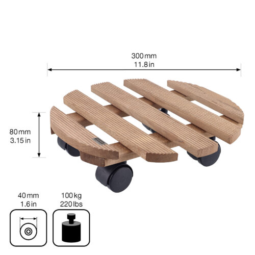 Podložka pod květináč kruhový - 30 cm Country buk palisandr (nosnost 100kg) - Image 2