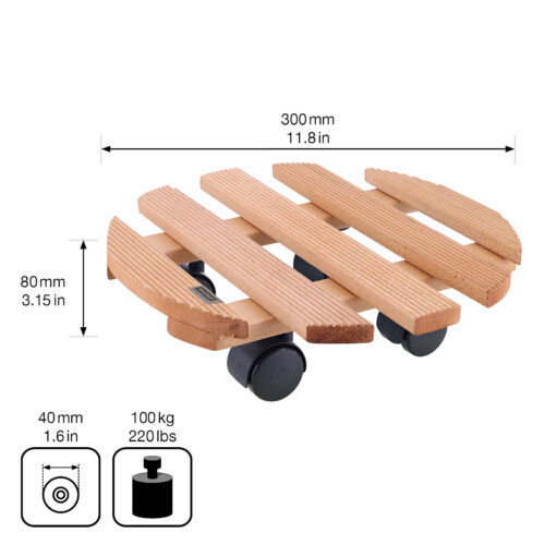 Podložka pod květináč kruhový - 30 cm Country buk kaštan (nosnost 100kg) - Obrázek 2