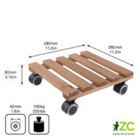 Podložka pod květináč čtvercový - 28 cm Country buk palisandr (nosnost 100kg)