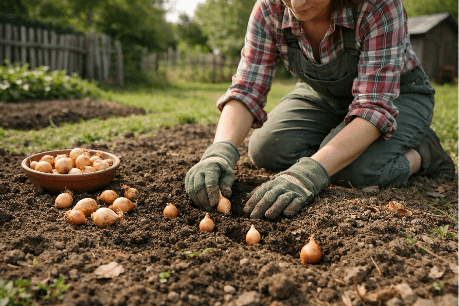 Žena sází domácí cibuly | Zcstrakovo.cz
