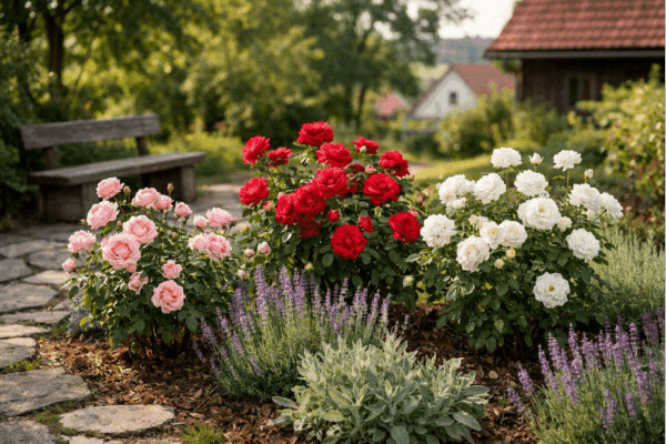 Keřové růže v záhonu | Zcstrakovo.cz