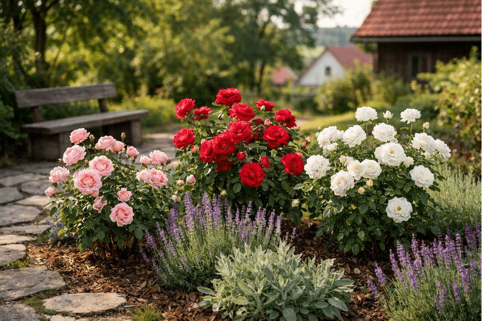 Keřové růže v záhonu | Zcstrakovo.cz