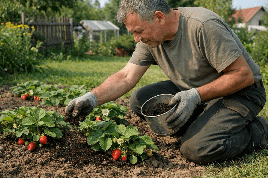Pán sype kávovou sedlinu na jahody | Zcstrakovo.cz