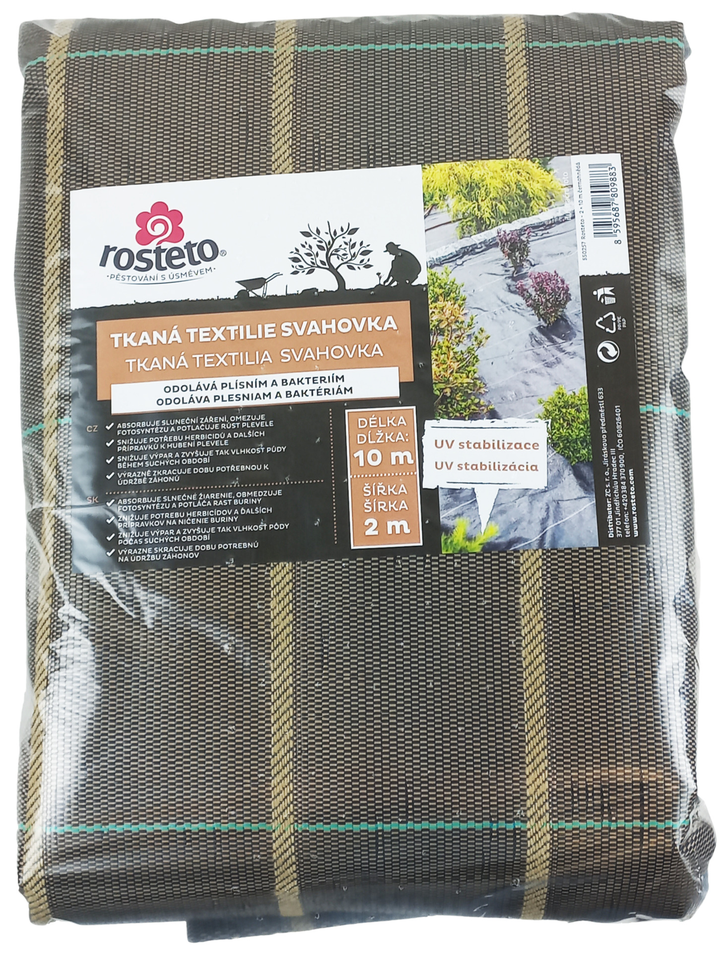 Tkaná textilie svahovka Rosteto - 2x10 m černohnědá
